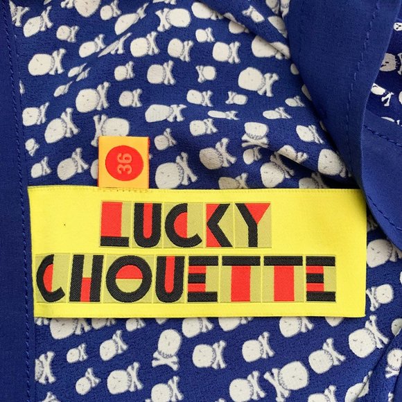 Lucky Chouette Silk Skull & Crossbones Novelty Print Button Front Romper Size M - Picture 10 of 15